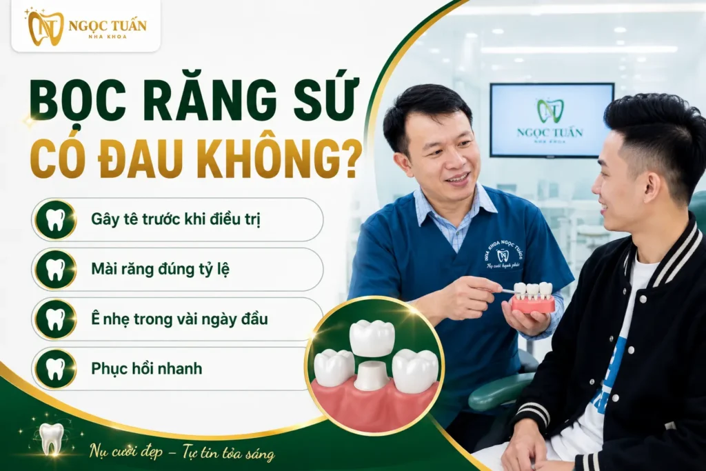 Bọc răng sứ có đau không? Bác sĩ giải đáp quá trình gây tê, mài răng đúng kỹ thuật và giảm ê buốt hiệu quả.