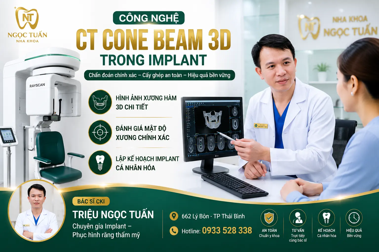 Công nghệ CT Cone Beam 3D trong Implanthỗ trợ chẩn đoán và lập kế hoạch cấy ghép Implant chính xác
