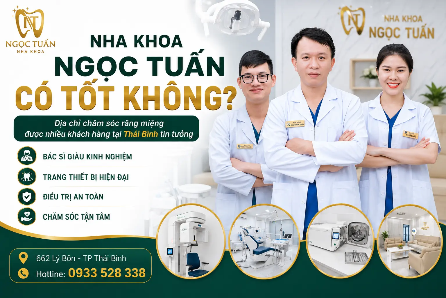 Nha khoa Ngọc Tuấn có tốt không? Bác sĩ CKI Triệu Ngọc Tuấn tư vấn khách hàng tại phòng khám nha khoa hiện đại ở Thái Bình