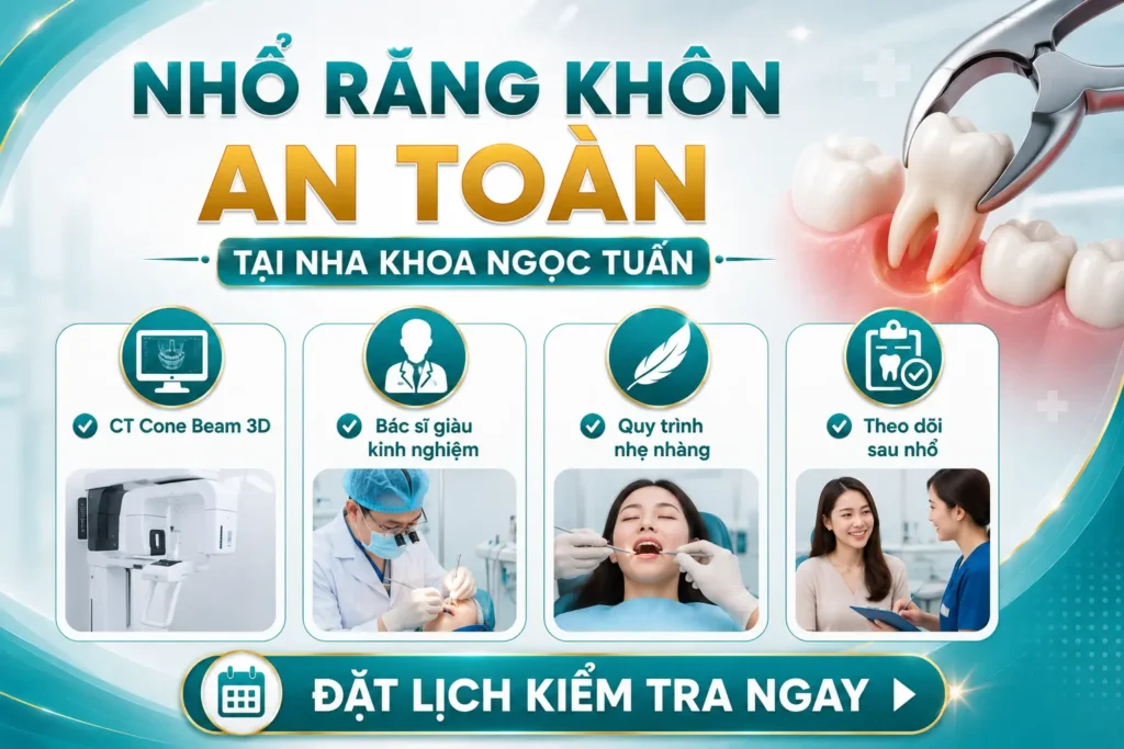 Nhổ răng khôn an toàn bằng CT Cone Beam 3D tại Nha khoa Ngọc Tuấn.