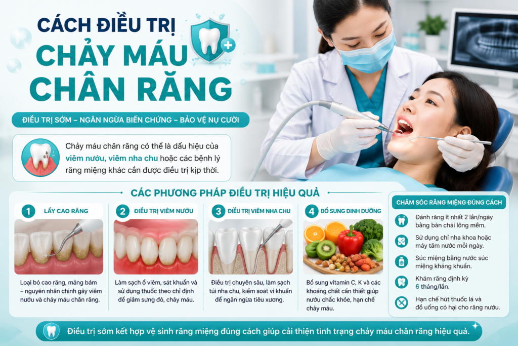 Cách điều trị chảy máu chân răng bằng lấy cao răng, điều trị viêm nướu và chăm sóc răng miệng đúng cách