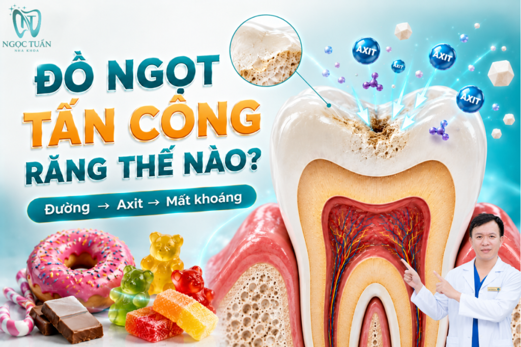 Vi khuẩn trong mảng bám sử dụng carbohydrate dễ lên men và tạo axit, thúc đẩy quá trình mất khoáng men và tăng nguy cơ sâu răng.