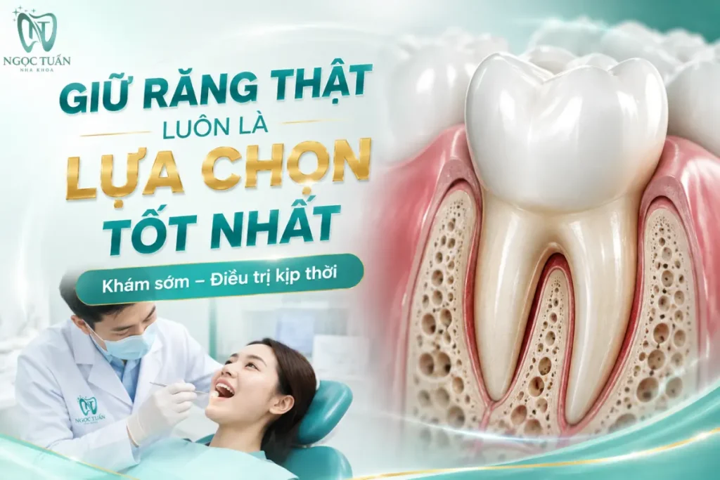 Chăm sóc và điều trị răng miệng sớm giúp tăng khả năng bảo tồn răng thật và duy trì chức năng ăn nhai lâu dài.