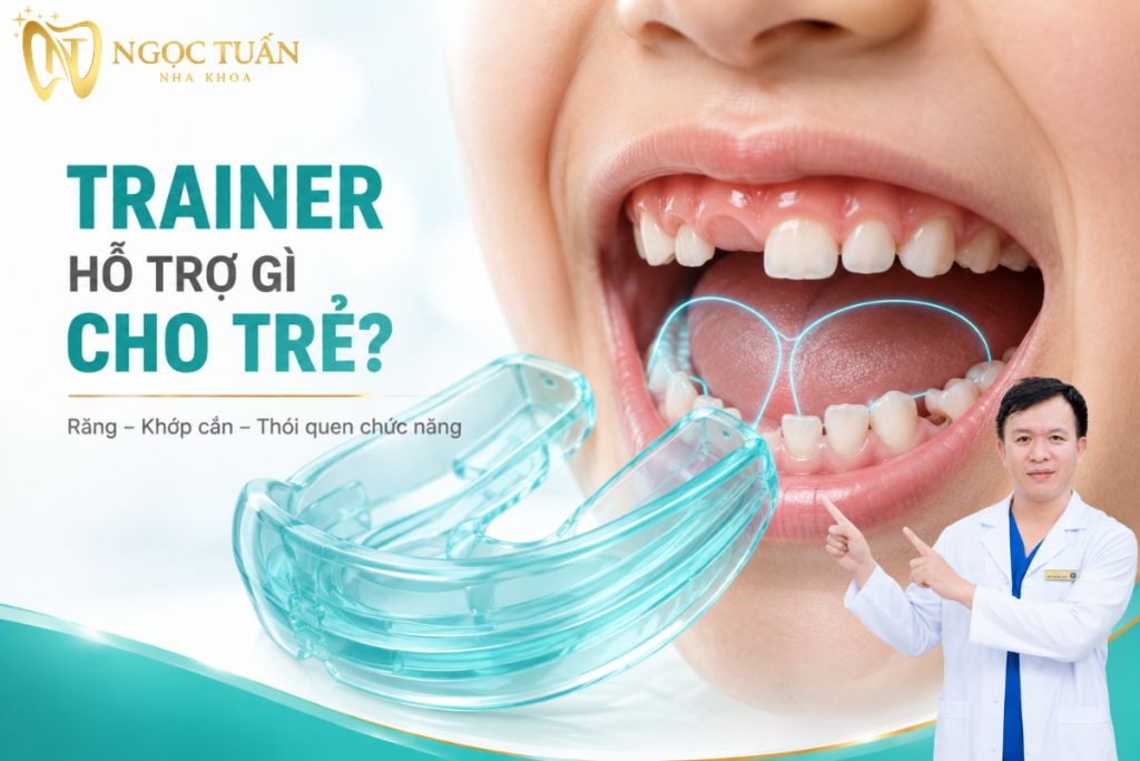 Trainer có thể hỗ trợ hướng dẫn một số chức năng môi, má, lưỡi và răng – hàm ở trẻ khi được sử dụng đúng chỉ định.