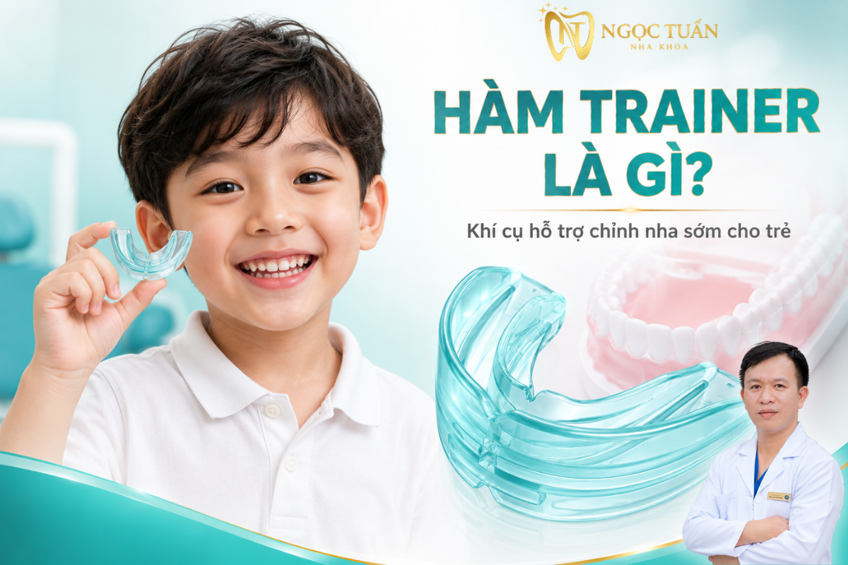 Hàm Trainer là khí cụ tháo lắp có thể được sử dụng trong một số kế hoạch chỉnh nha sớm nhằm hỗ trợ chức năng và sự phát triển răng – hàm của trẻ.