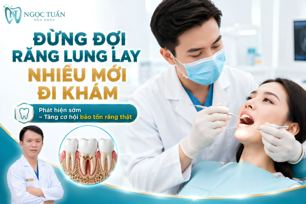 Kiểm tra sớm khi xuất hiện chảy máu nướu, tụt nướu hoặc răng lung lay giúp xác định nguyên nhân và đánh giá khả năng bảo tồn răng.