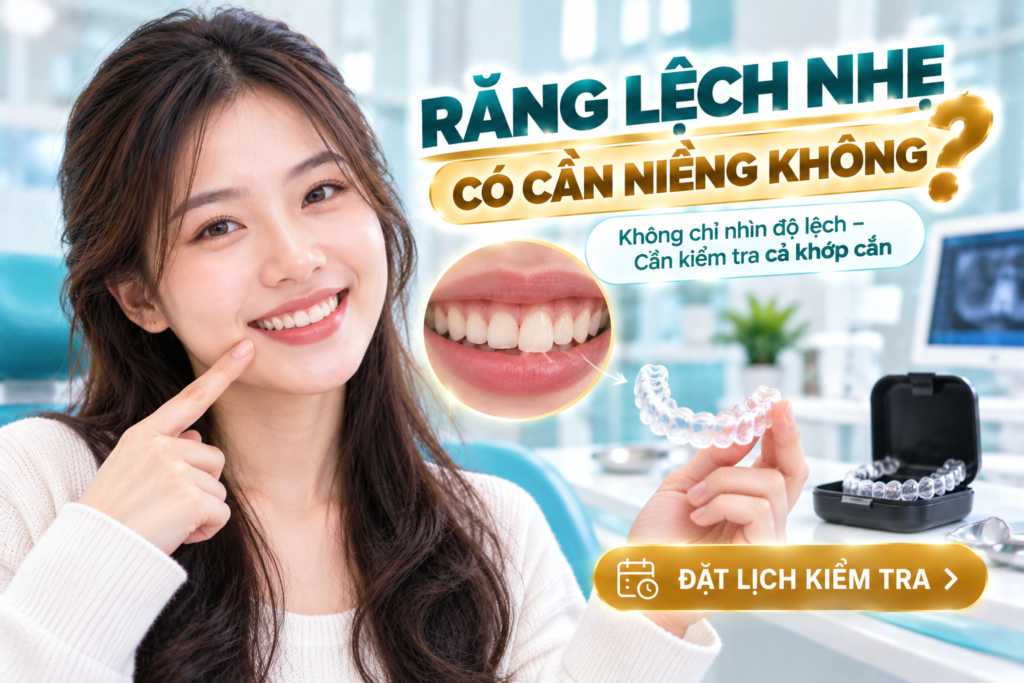 Giải thích trường hợp răng lệch nhẹ có cần chỉnh nha hay không dựa trên khớp cắn và tình trạng thực tế.