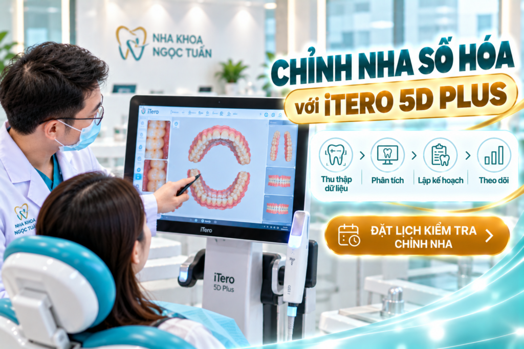 iTero 5D Plus hỗ trợ số hóa và phân tích dữ liệu cung răng trong quy trình chỉnh nha tại Nha khoa Ngọc Tuấn.