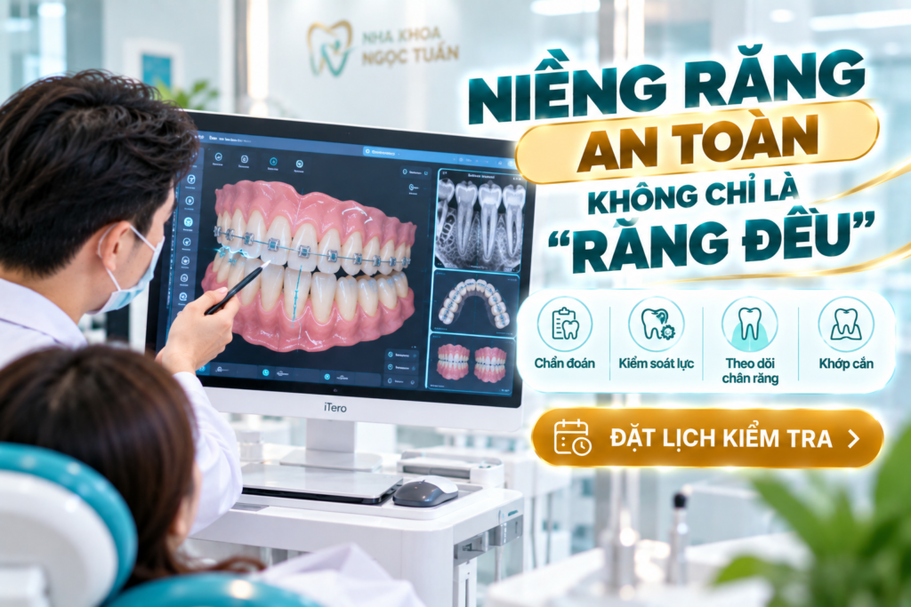 Chỉnh nha cần theo dõi không chỉ vị trí thân răng mà còn chân răng, xương, nha chu và khớp cắn.