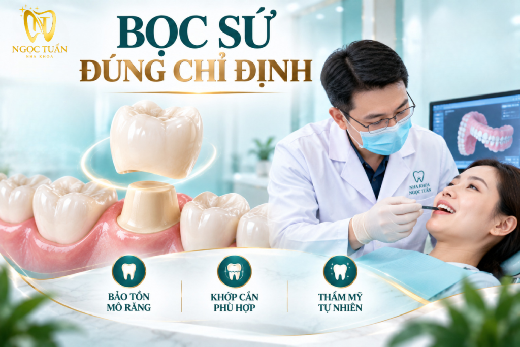 Bọc răng sứ đúng chỉ định cần chú trọng bảo tồn mô răng thật, kiểm soát khớp cắn và tạo thẩm mỹ hài hòa.