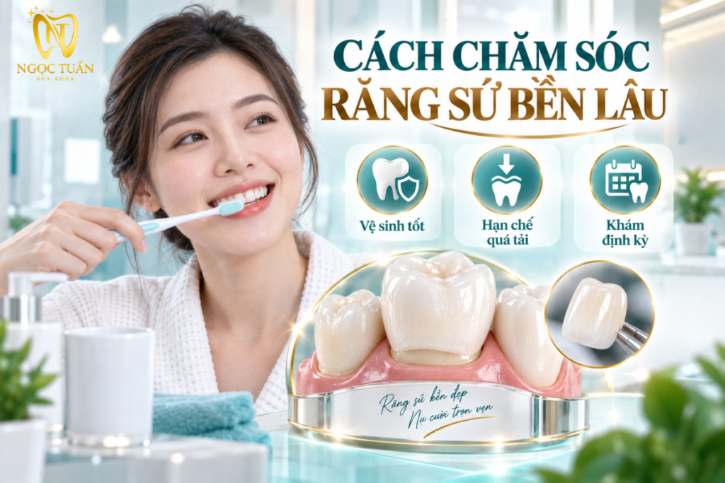 Hướng dẫn chăm sóc răng sứ nhằm duy trì sức khỏe răng thật và phục hình lâu dài.