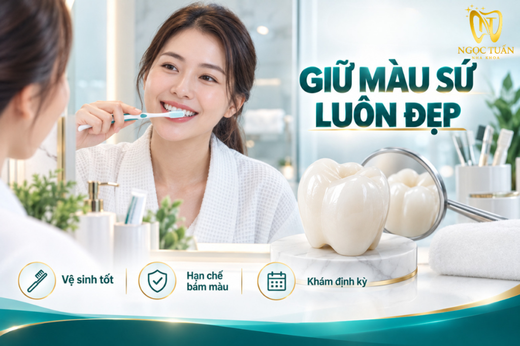 Hướng dẫn chăm sóc giúp duy trì vẻ đẹp và độ sạch của răng sứ.