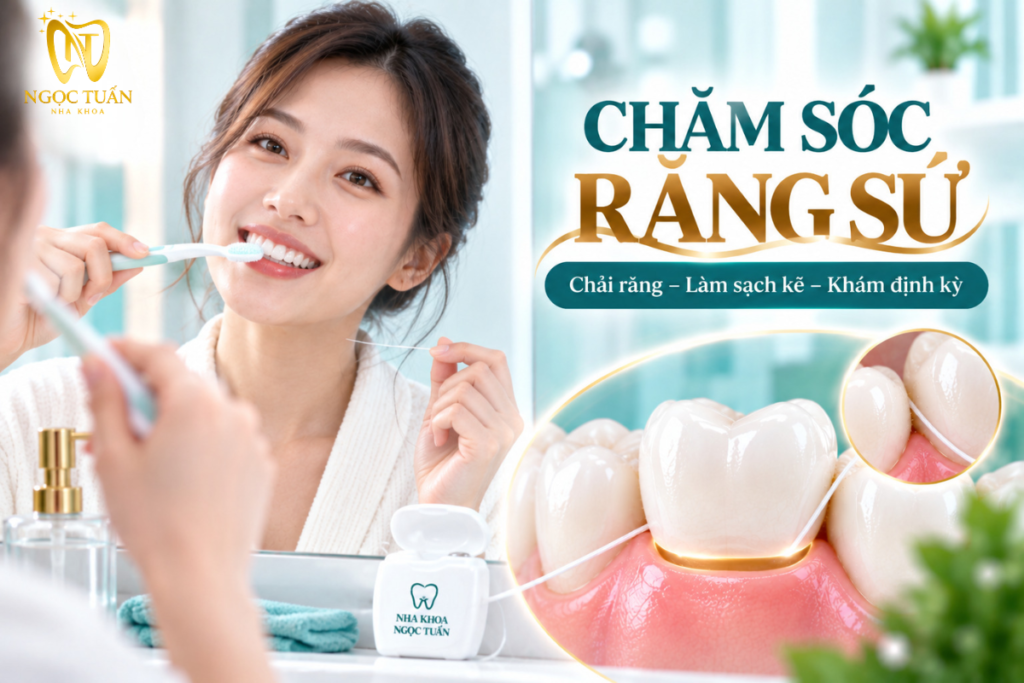 Hướng dẫn vệ sinh răng sứ giúp kiểm soát mảng bám và duy trì sức khỏe răng miệng.