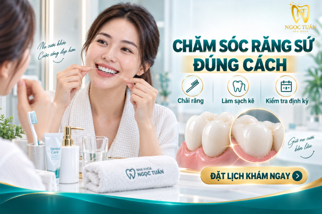 Hướng dẫn chăm sóc răng sứ sau khi bọc nhằm kiểm soát mảng bám và duy trì sức khỏe nướu.