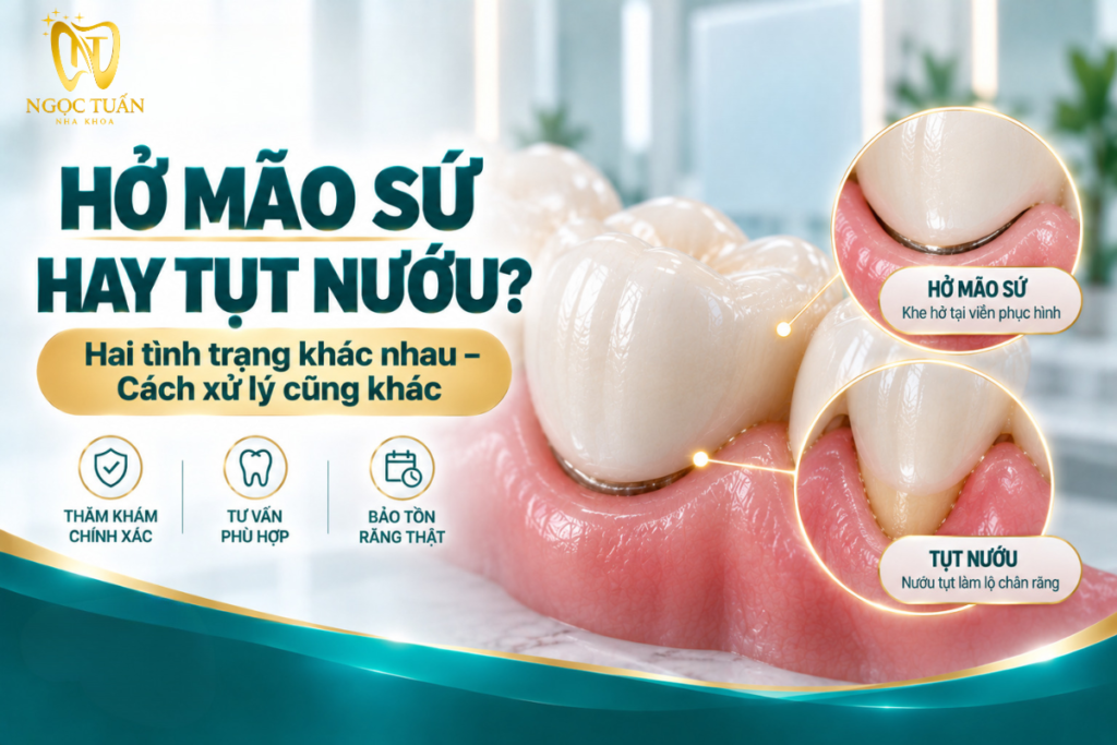 Giúp phân biệt biểu hiện liên quan đến hở vùng mão sứ và tụt nướu quanh phục hình.