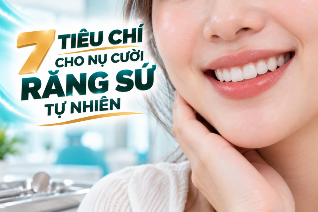 Bảy tiêu chí quan trọng giúp tạo nụ cười răng sứ tự nhiên gồm màu sắc, hình dáng, tỷ lệ, đường cười, độ trong mờ, viền nướu và khớp cắn.