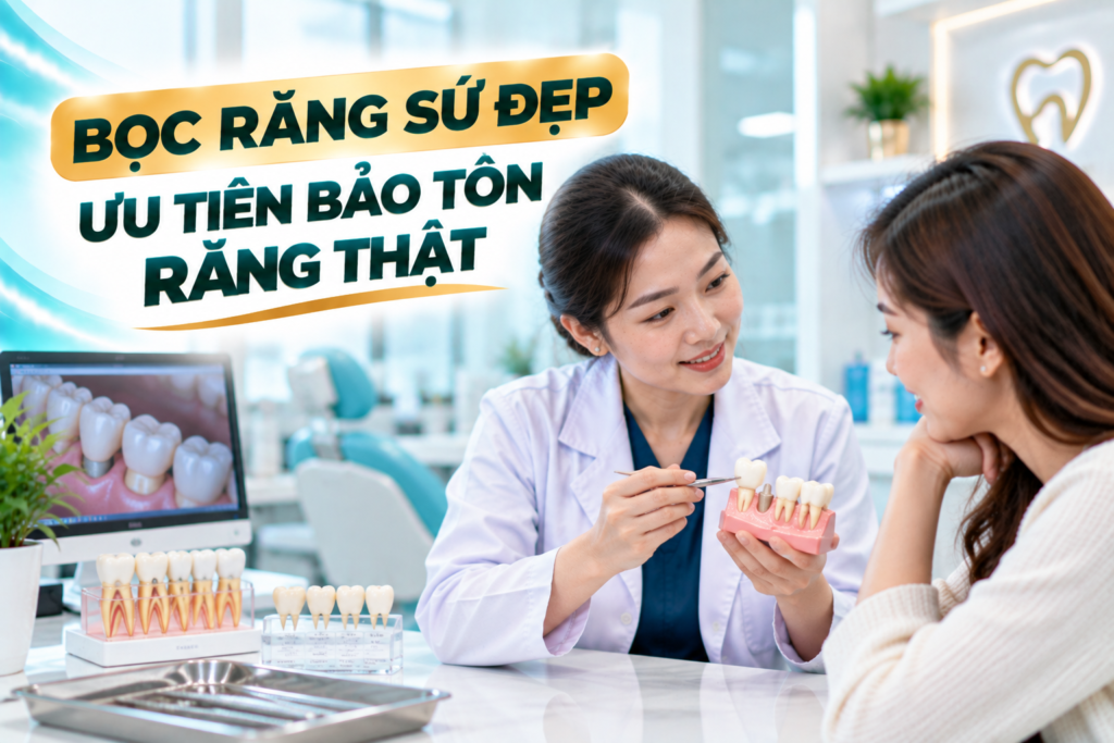 Bọc răng sứ đẹp cần kết hợp thẩm mỹ tự nhiên, chức năng ăn nhai và nguyên tắc bảo tồn tối đa mô răng thật.