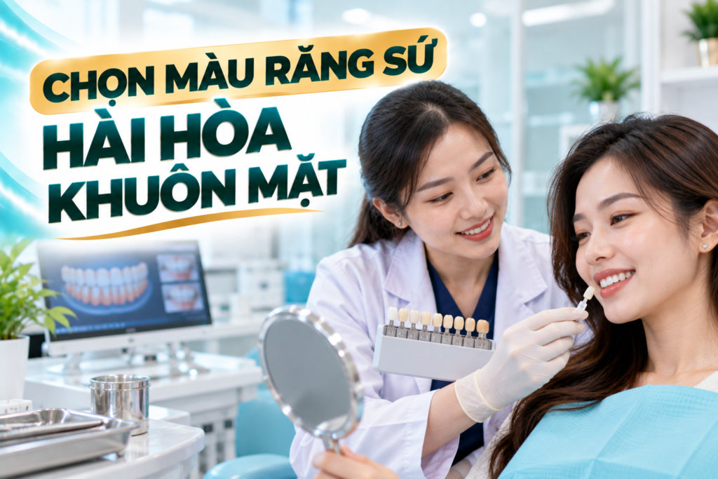 Lựa chọn màu răng sứ phù hợp với làn da, răng thật và khuôn mặt giúp nụ cười hài hòa, hạn chế cảm giác trắng giả.