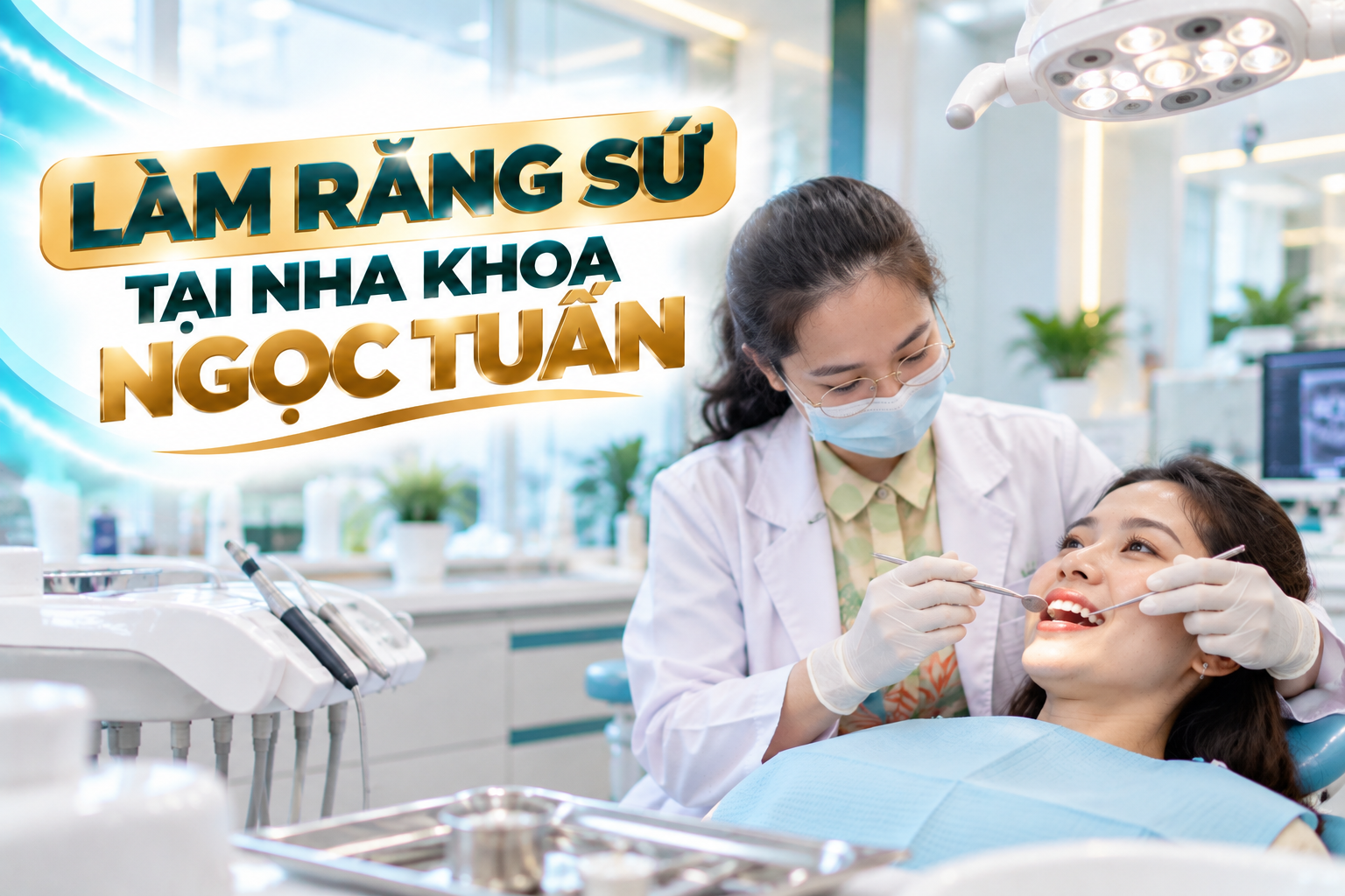 Thăm khám răng miệng trước khi thực hiện phục hình răng sứ tại Nha khoa Ngọc Tuấn.