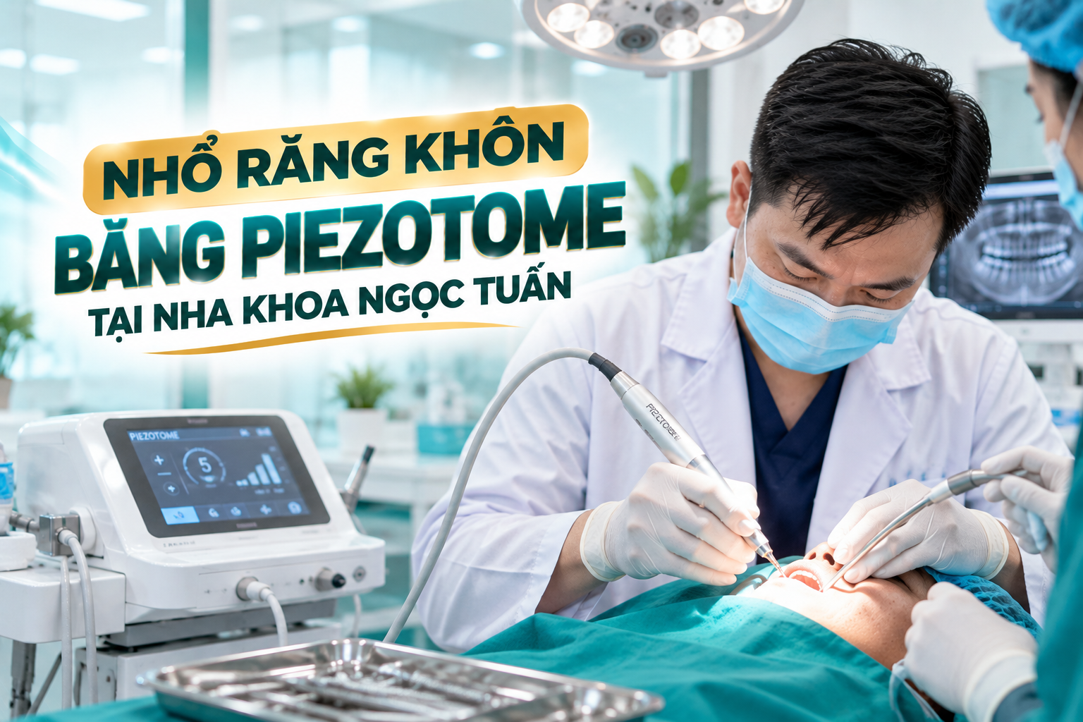 Nhổ răng khôn bằng Piezotome tại Nha khoa Ngọc Tuấn là dịch vụ được khách hàng quan tâm khi cần điều trị răng khôn mọc lệch hoặc mọc ngầm.