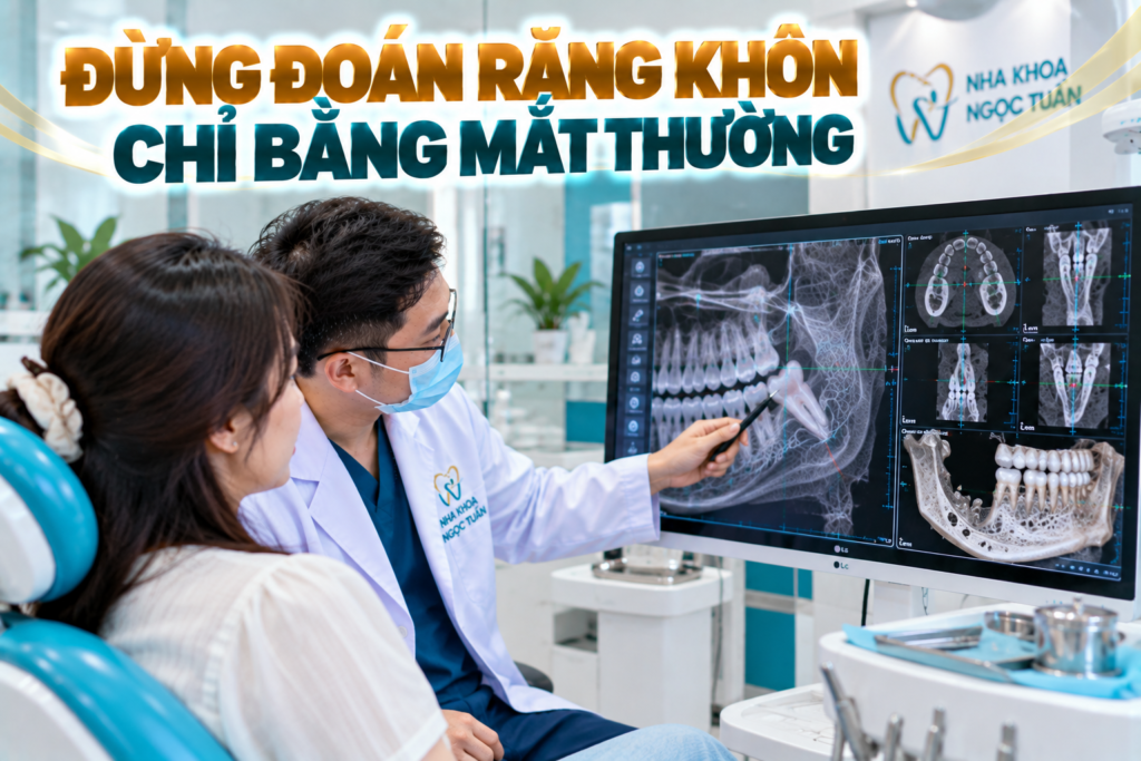 Kiểm tra và chẩn đoán hình ảnh giúp bác sĩ xác định vị trí răng khôn trước khi quyết định theo dõi hoặc điều trị.